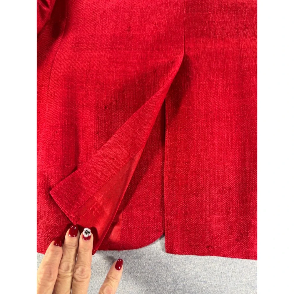 Vtg Kleinhans Men Red 100% Slub Silk Blazer Sport Coat 42L Made in USA 80s 90s